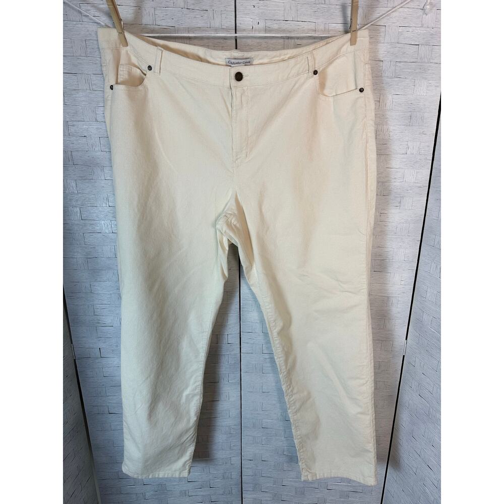 Coldwater creek women's corduroy pants hunter cream straight leg fall plus size